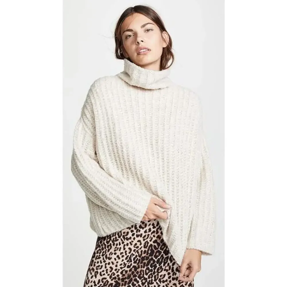 free people cream fluffy‎ fox sweater